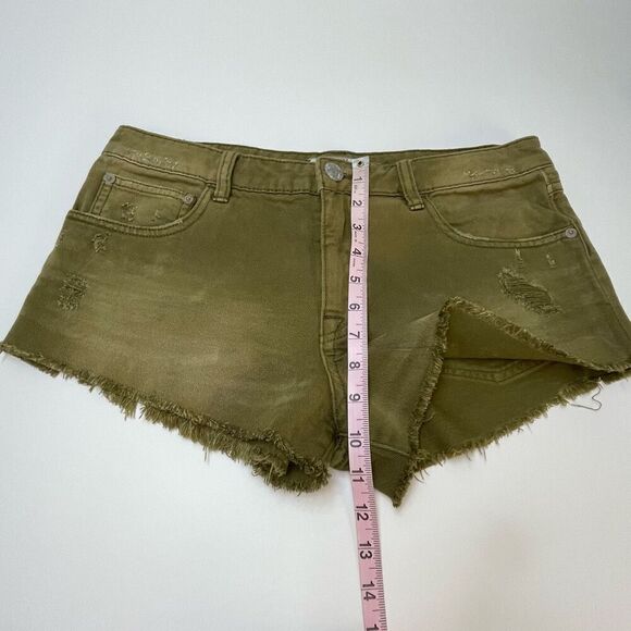 Free People High Rise Irreplaceable Shorts Women's Size 27 Army Green Denim - Picture 6 of 10